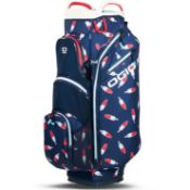 A boxed as new OGIO All Elements Silencer Waterproof Cart Bag - Rocket Pop (stock image).