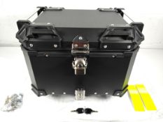 A Bagtecs XB45 motorcycle aluminium top box, 45 litre padded capacity case with 2 keys, bag of fixtu