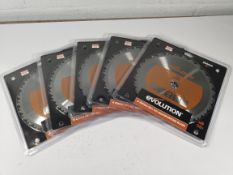 Five as new Evolution Tools multi-material cutting chop saw blade 255mm.