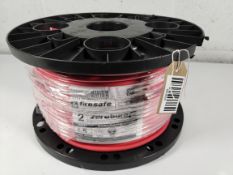 Firesafe 2 Core Zero Burn Performance Cable, Red, 1.5mm - 100m Reel, Plastic Broke Around Reel Edge.