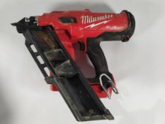 A pre-owned Milwaukee M18FFN Nail Gun (Body Only) with carry case.