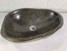 A stone basin, 49 x 35 x 15cm approximately.