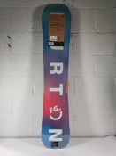 An as new Burton Feel Good Graphic women's snowboard, 149cm camber, few scratches to the top of boar