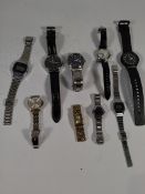 Nine assorted Pre-owned wrist watches to include Lorus, Casio, Citizen eco-drive.