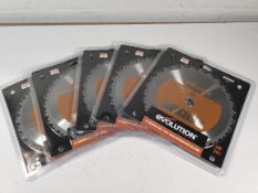 Five as new Evolution Tools multi-material cutting chop saw blade 255mm.