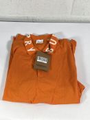 A Burberry Ryland t-shirt in orange (Large) (security tag attached).