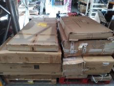 Two pallets of assorted furniture and flat pack items.