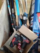 Assorted as new and pre-owned tools, hardware and related (wooden crate not included)