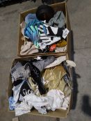 A quantity if assorted new clothing to include Reiss,Timberland, Zara and related (two boxes).