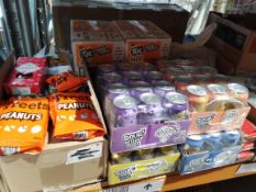 Assorted out-of-date food and confectionery products and related. (one shelf)