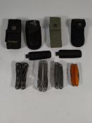 Four assorted pre- owned multi tools to include Leatherman Juice C2, Gerber suspension.