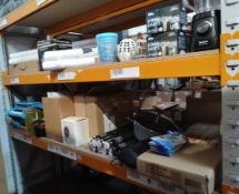 A large quantity of assorted homeware and related items. (two shelves)