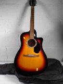 A pre-owned Fender FA-Series FA125CE SB electric acoustic guitar with case.