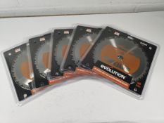 Five as new Evolution Tools multi-material cutting chop saw blade 255mm.