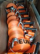 Eight Europa heavy duty orange ratchet straps, approximately 10 meters.