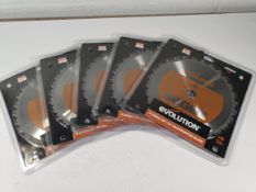 Five as new Evolution Tools multi-material cutting chop saw blade 255mm.