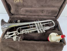 A pre-owned Bach Stradivarius Model 37 Trumpet with a Humes & Berg Cup Mute.