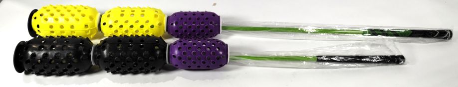 Two as new Aero-Swing wind resistance speed trainers with grip shafts (long and short shafts).