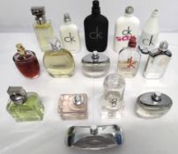Thirty Calvin Klein perfumes/testers and related (please note: bottles may have been used/packaging
