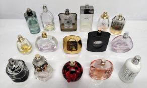 Fifty perfumes/testers and related to include Vera Wang, Estee Lauder,Tiffany & Co, Chanel and Jean