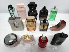 Forty perfumes/testers and related to include Moschino, Cacharel, Boss, and Paco Rabanne (please not