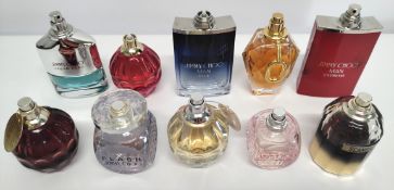 Thirty Jimmy Choo perfumes/testers and related (please note: bottles may have been used/packaging ma