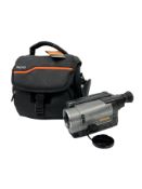 c.2000s Sony CCD-TR1100E Hi8 Handycam with 4 x batteries, PSU, remote, manual and bag with seven Fuj