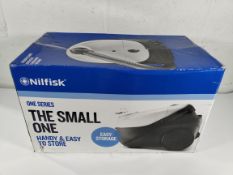 A Nilfisk One Series - The Small One vacuum cleaner in white, box opened (UK adaptor required) (WB10