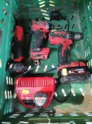 A quantity of assorted pre-owned Milwaukee power tools to include M12 impact driver, impact driver a