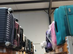 Thirty pre-owned travel suitcases/luggage bags, various colours, sizes and conditions.