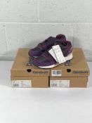 Two pairs of women's Reebok GL6000 trainers (UK 4 and UK 5).