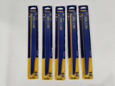 Five packs of as new Irwin Bi-Metal Reciprocating Saw Blades, 10/14tpi, 305mm, (10504159). *5 Blades