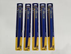 Five packs of as new Irwin Bi-Metal Reciprocating Saw Blades, 10/14tpi, 305mm, (10504159). *5 Blades
