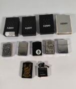 Ten assorted pre-owned Zippo wind proof lighters (over 18s only).