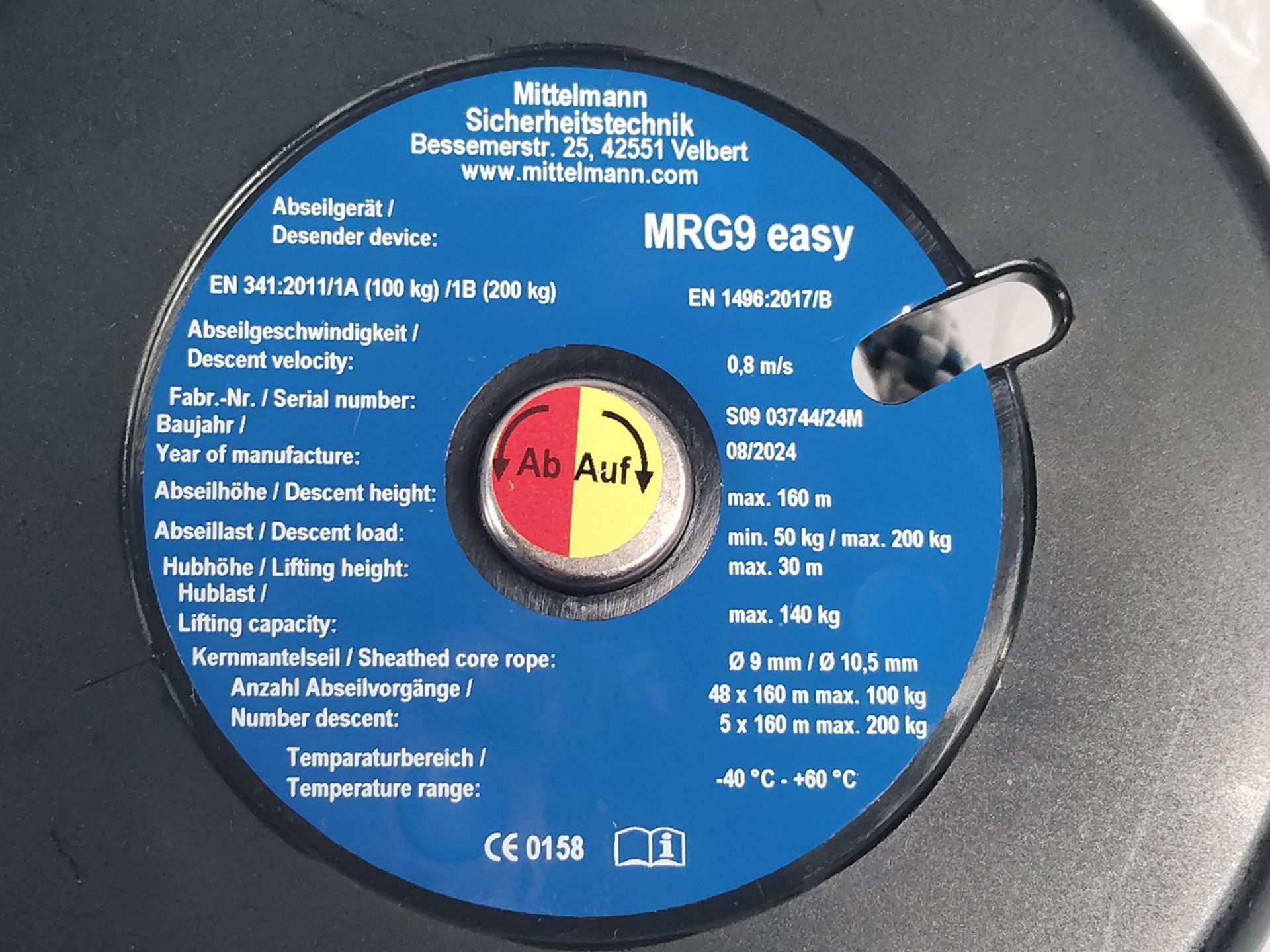 An as new Mittelmann MRG9 easy auto-descender rescue device, item has not been tested (REF: MRG9 eas - Image 2 of 2
