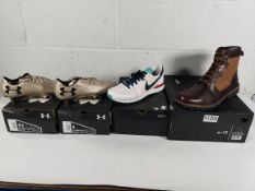 Four as new branded footwear to include 2x Under Armour UA Magnetico Pro Hybrid (1x UK 7.5, 1x UK 8)