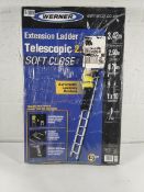 An as new Werner 2.9m telescopic extension ladder, soft close with automatic locking system. (