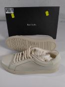 A pair of Paul Smith white leather cream basso trainers UK9.