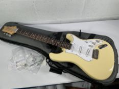 A pre-owned PRS SE Silver Sky John Mayer Edition, Moon White with bag.