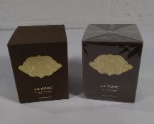Two L'Artisan Parfumeur La Rose Scented Candles 2 x 240g (one unsealed, boxes slightly distressed).