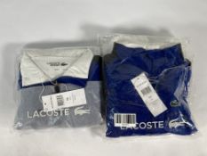 Three Lacoste zip up sweatshirts (2x 6 and 1x 4).