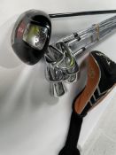 A set of pre-owned Titleist T.100 irons 4-PW along with a Callaway FT-5 driver, all RH.