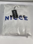 Three Nicce Rhodium hoodies (2x Medium and 1x Large).
