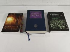 Three pre-owned law and related books to include: 1x Blackstone's Criminal Practice 2023 - Oxford (H