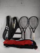 Eight pre-owned tennis rackets to include Yonex Ezone 100 and Babolat Pure Aero JR 26.