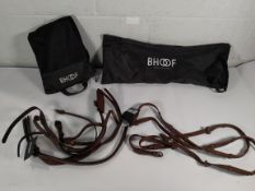 As new Bhoof Horse reins and bridle in Brown leather full size in 2 branded bags.