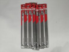 Seven as new Milwaukee Sawzall Reciprocating Saw Blades, Medium Metal, 1.5mm- 8mm, 300mm, 18TPI (48-