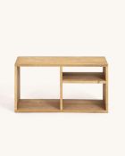 A boxed as new Hannun Cira shelf side table, oive (flatpack, stock image).