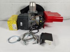 A Riello RDB2.2 Burner, BX V15-26, damage to the metal and the plastic casing.