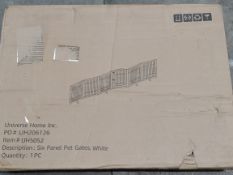 As new Universal Home Six Panel Pet Gate, (UH206126). *Box unopened.
